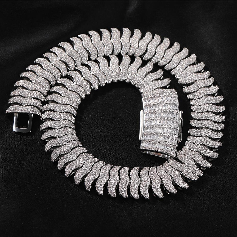 

THE BLING KING 21mm Millipede Cuban Link Bracelet Necklace Micro Paved Out Cubic Ziconia Heavy Miami Cuban Chain HipHop Jewelry 8inch bracelet срібний