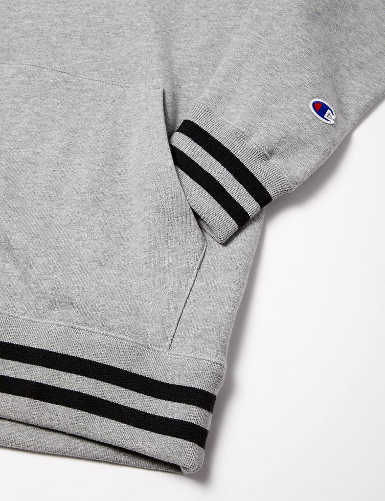 Champion Hooded Sweatshirt with Lined Rib Fleece and Embroidered Oxford Size M (Previous Model) Men's Logo, Gray, (C3-L121)