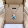 Sapphire Mermaid Light Luxury Temperament Gorgeous Full Diamond Necklace Female Versatile Collarbone Chain Titanium Steel Chain