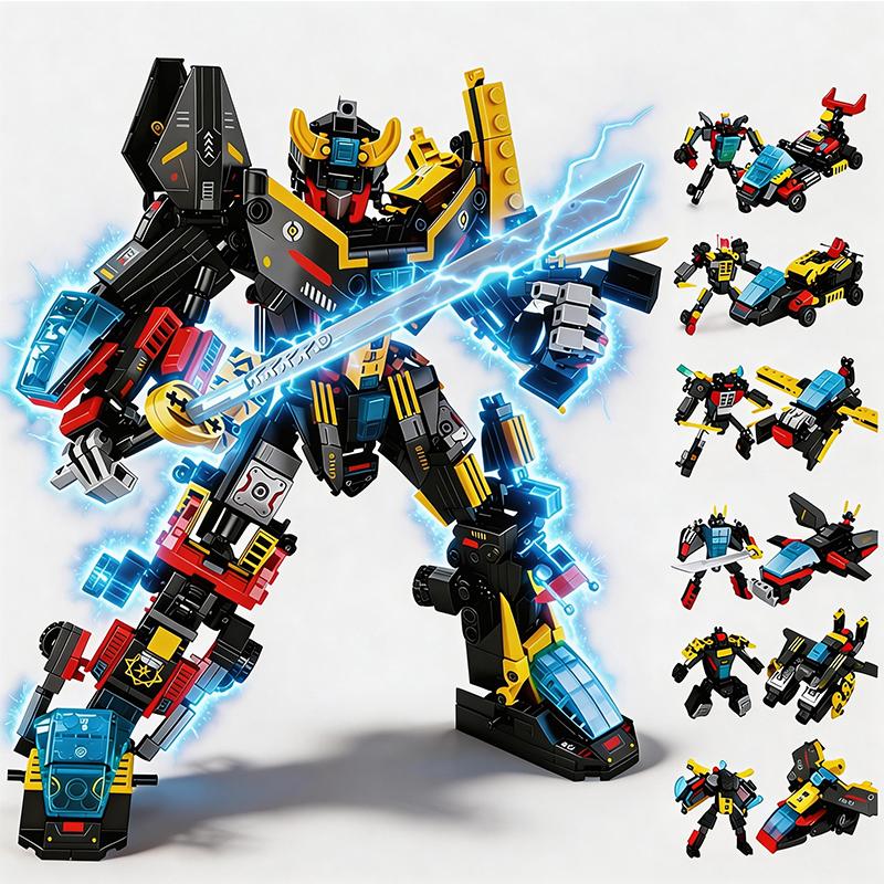 Mech Bausteine Verwandlungsroboter Bausteine DIY Montage Actionfigur Spielzeug für Jungen Kinder Weihnachtsfeiertagsgeschenk