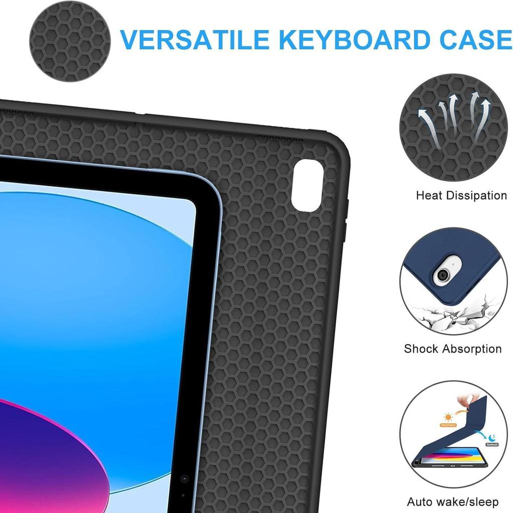 iPad Pro 11 Protective Case with Touchpad Bluetooth Keyboard, Pencil Slot, Leather, 10th Gen Air 7.
