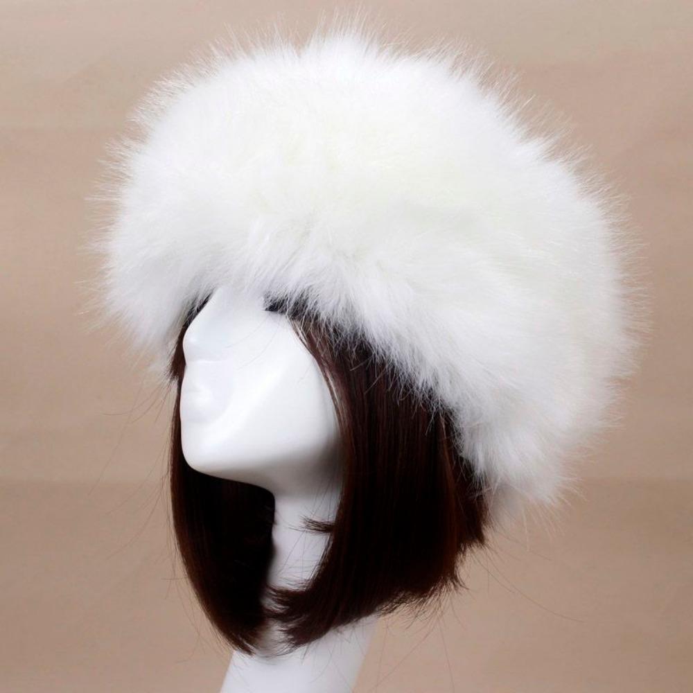 Women's Hat Faux Fox Fur Headband Hat Autumn and Winter Warm Headband Hat Plush Open Top Hat