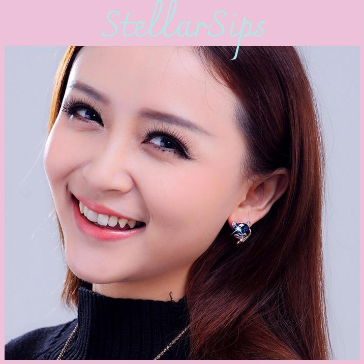 Adorable Sweet Fox Crystal Earrings For Women Fashionable Korean Style Jewelry