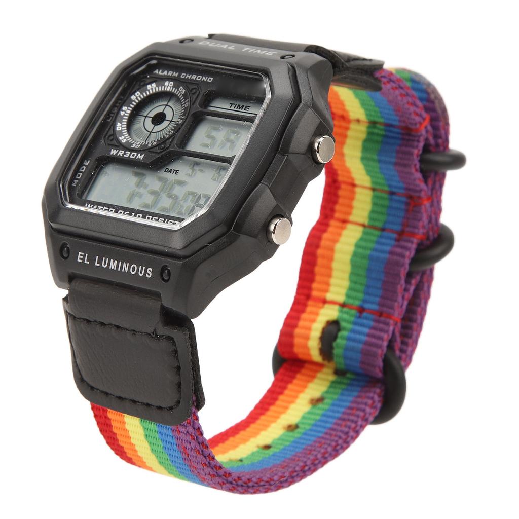Digital Chronograph Watch Luminous Waterproof Multi Function Retro Style Square Electronic Watch 6 Colors