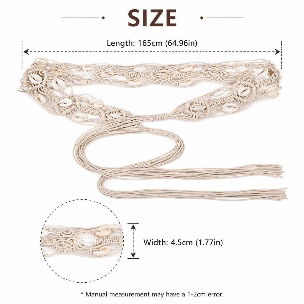Small Shell Waist Chain Hollow Tassel Cotton Waistband New Dress Accessories Women
