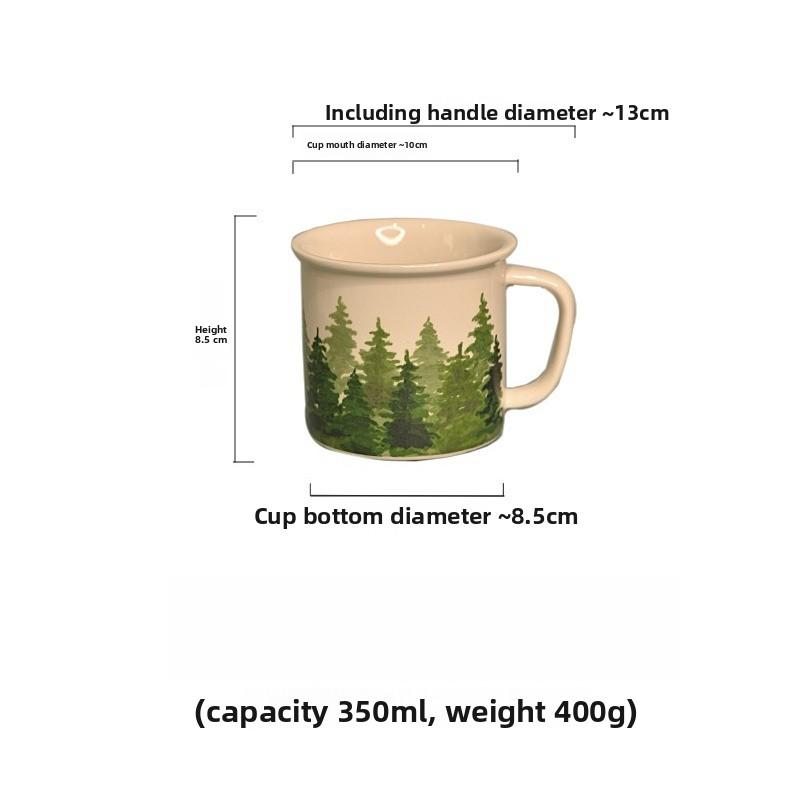 Trendy Ceramic Green Mug Aesthetic Coffee Cup Tea Milk Breakfast Cup Kitchen Home Drinkware Stylish Porcelain Gift 350ml