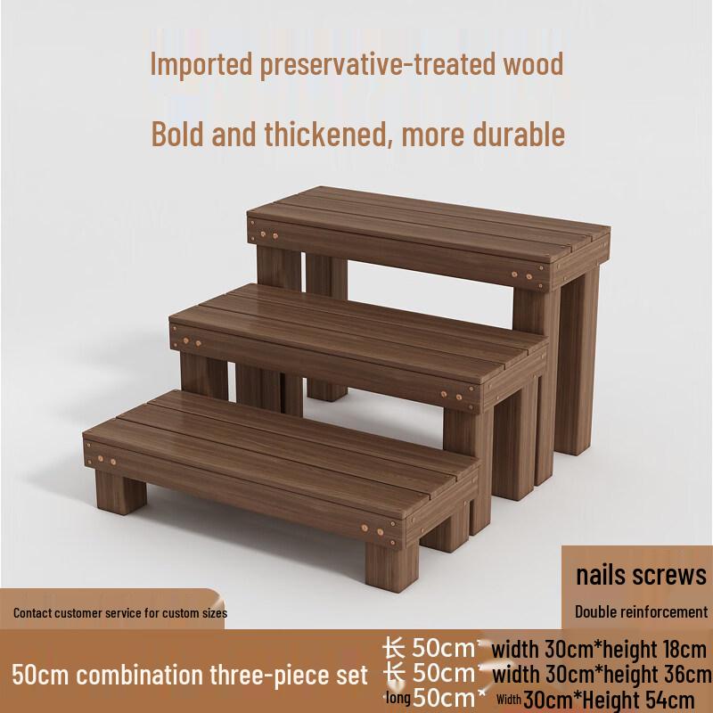 Reinforced Step-Ladder Bamboo Plant Stand - 3-Piece Set