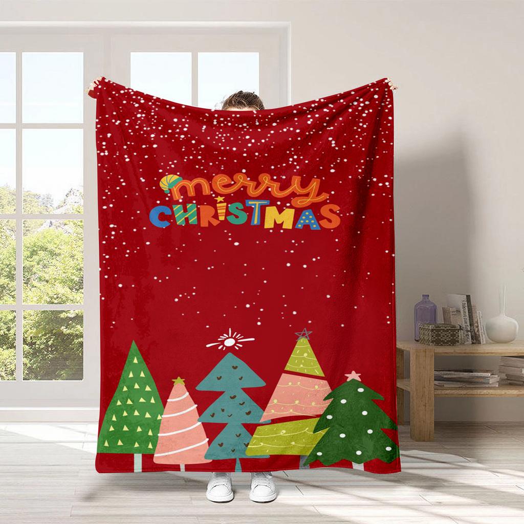 Christmas Cartoon Series Printed Blanket for Sofa Travel Camping Living Room Office Conditioning Blanket for All Seasons Gifts