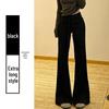 Women's Black Micro-Flare Sports Sweatpants, High-Waisted, Slimming, Flattering, Plus Velvet, Autumn/Winter 2025 Collection