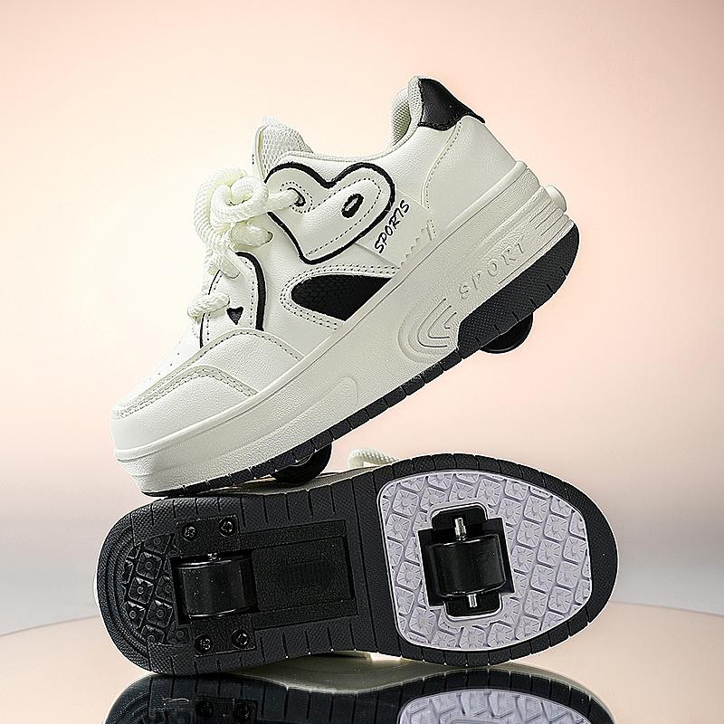 Kids Sneakers with Wheels Four -wheel Sports Boots Wheel Skate Can Remove Student Skate Sneakers Shoes