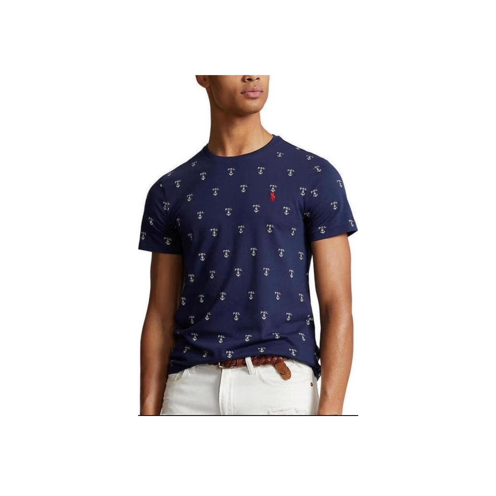 

Polo Ralph Lauren Pony вышитая футболка с круглым вырезом и коротким рукавом мужские футболки синяя 710929068-001 L