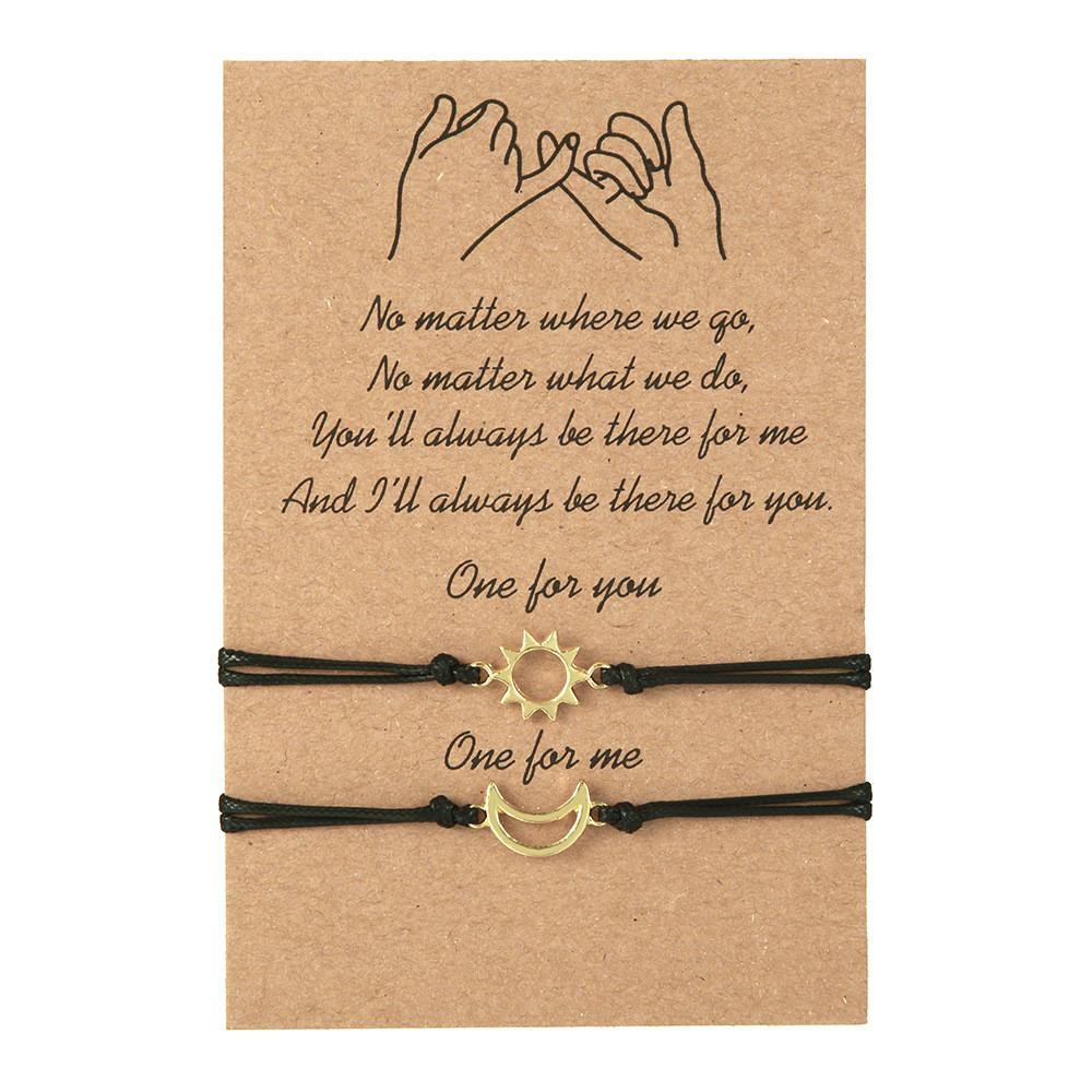 Creative Gold Silver Sun Moon Alloy Adjustable Couple Bracelet For Travel Gift