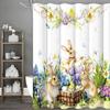 Spring Cute Bunny Shower Curtain, Spring Floral Yellow Chicken Egg Bathroom Decorative Shower Curtain, Waterproof Shower Curtain