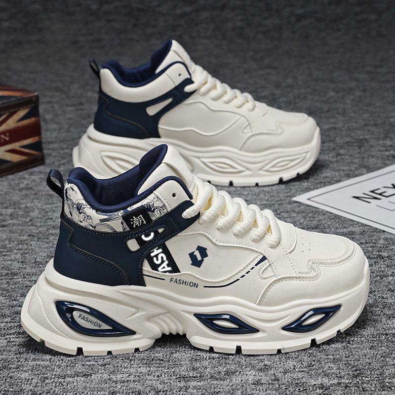New ModelMen'S Shoes Spring Running Sports Shoes Versatile Heightening Platform High-Top Casual Dad Shoes