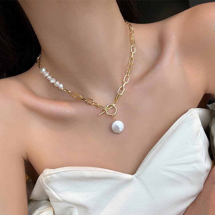 Original  100% Natural Baroque Freshwater Pearl 14K Gold Filled Female Asymmetry Necklace For Women Gifts No Fade
