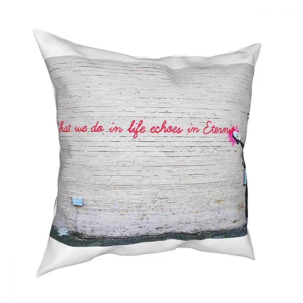 

Бэнкси Стрит Арт Граффити Квадратная Подушка Чехол Декоративные Подушки Чехлы Для Подушек 66x66cm