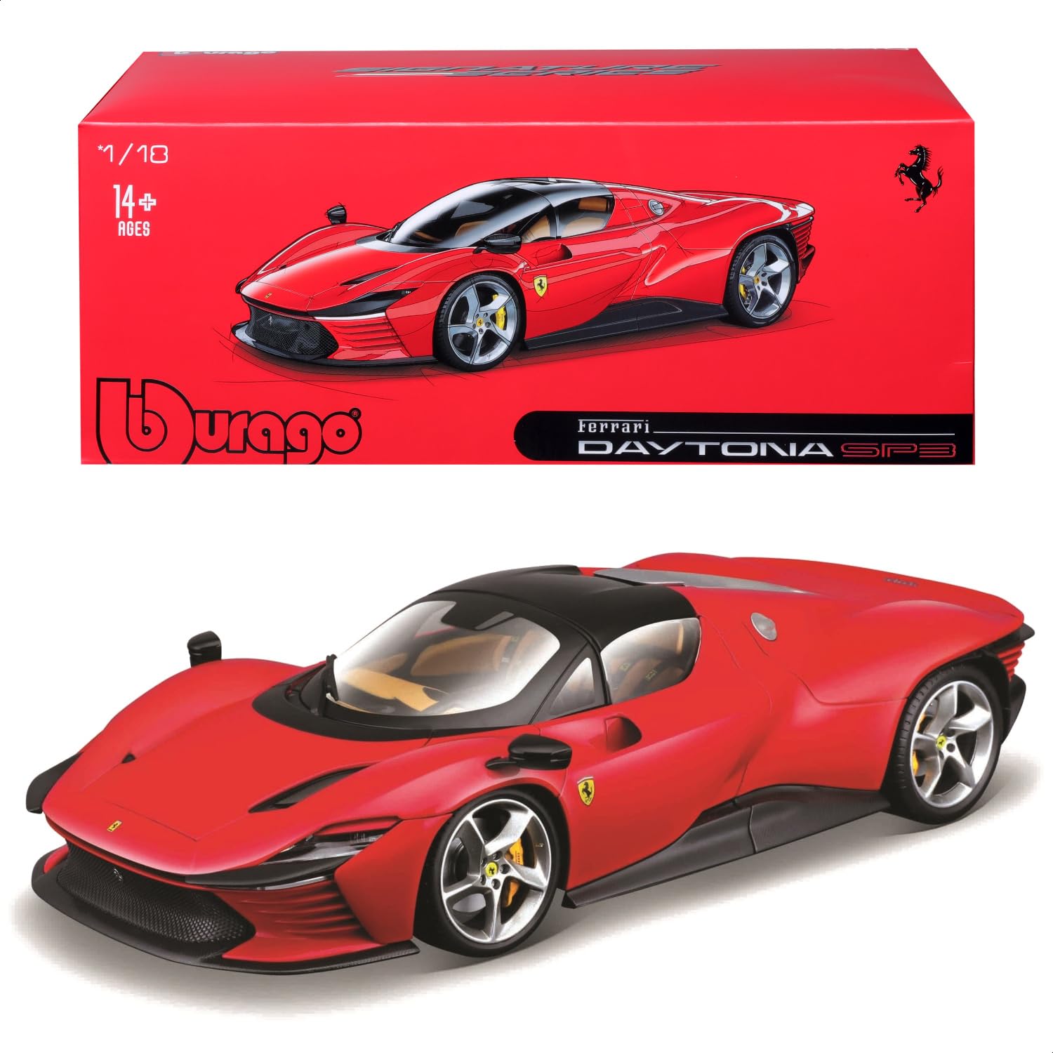 

Ббураго 1:18 Масштаб Серия Signature Daytona SP3 Версия с закрытым верхом Ferrari, Красный