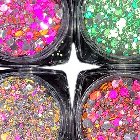 6 Box Nail Pigment Powder Sparkling Decorative Non-falling Fashion High Gloss Colorful Faux Diamond Glitter Powder Household Supply