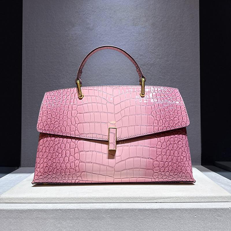 Sacs à main pour femmes en cuir véritable Mode de luxe Dame Sac coquillage à poignée supérieure 2023 Nouveaux sacs à bandoulière croisés à motif crocodile