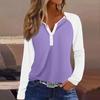 Women's T Shirt Color Block Button Long Sleeve Daily Weekend Fashion Basic V- Neck Regular Top
