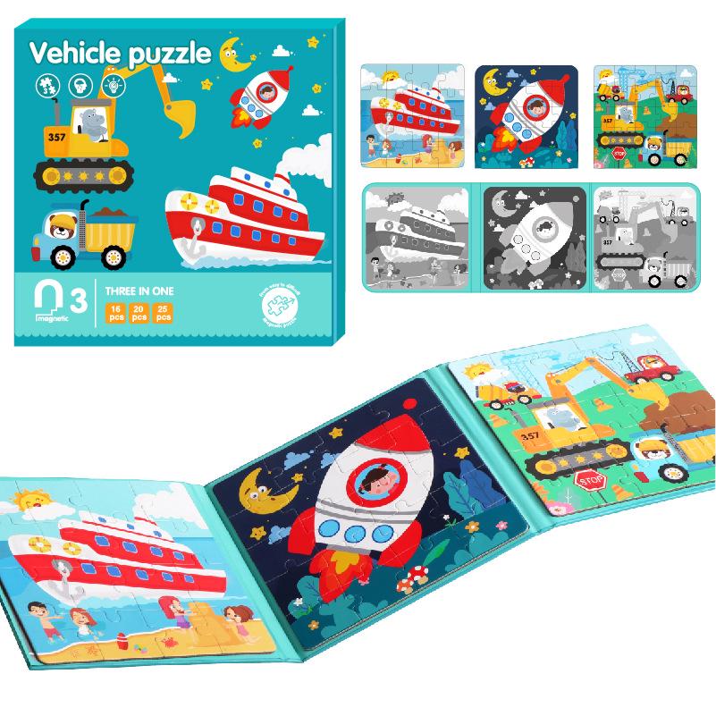 Folding Magnetic Book Puzzle for Children Ages 3-6: Beginner to Advanced Levels (9-42 Pieces)