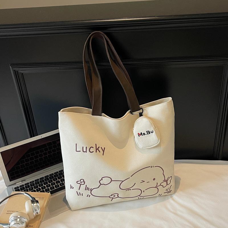 

Вместительная японская мультяшная сумка через плечо для поездок на работу 2025 осень новая модная простая маленькая свежая холщовая сумка-тоут no pendant темно-коричневого