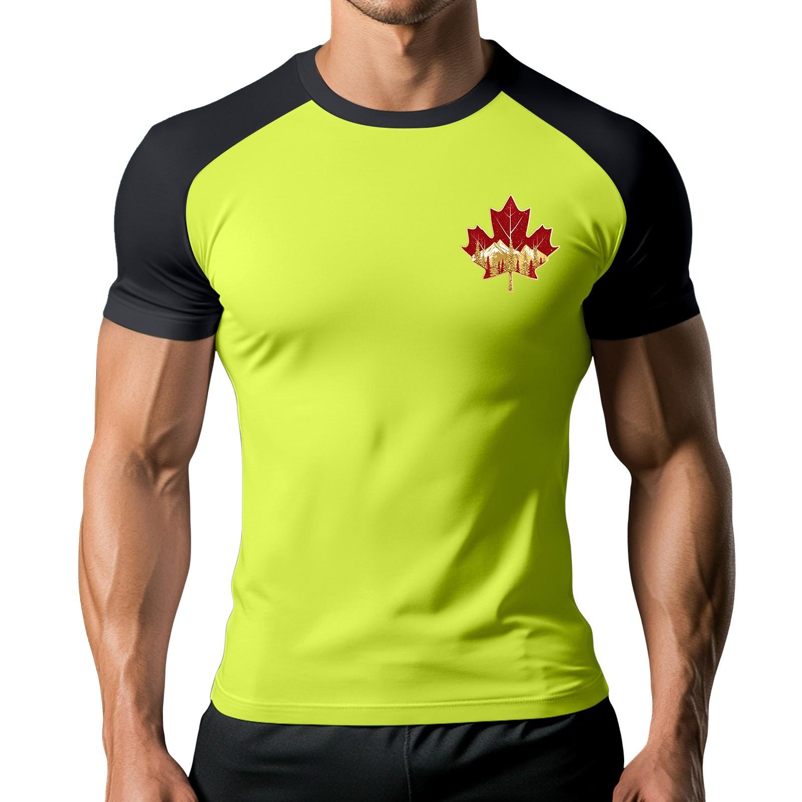 

Мужская модная спортивная футболка с коротким рукавом и принтом контрастного цвета XL жёлтый