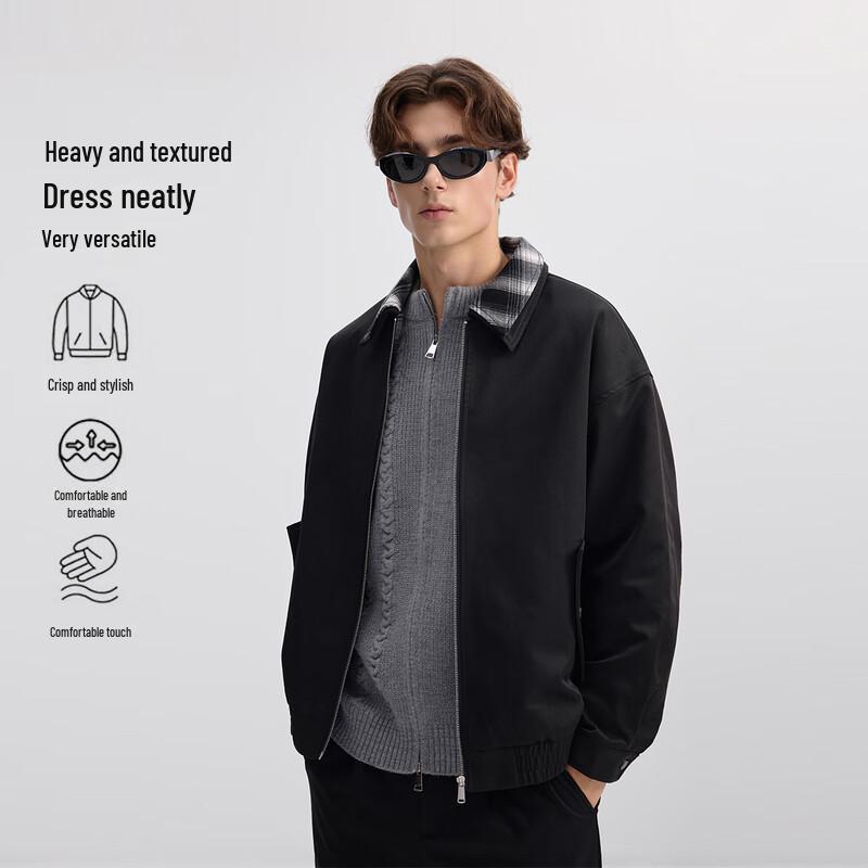 

FivePlus Men s Faux Two-Piece Color-Block Lapel Casual Jacket XL