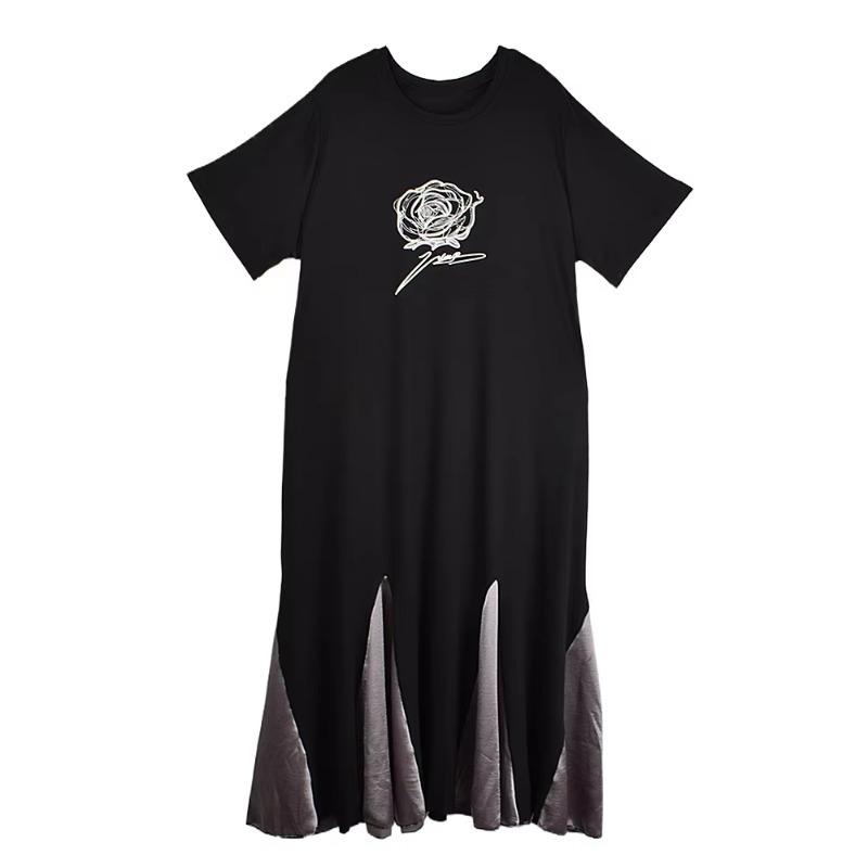 

XITAO Flower Patchwork Print Dress ZMY1299 One Size чёрный