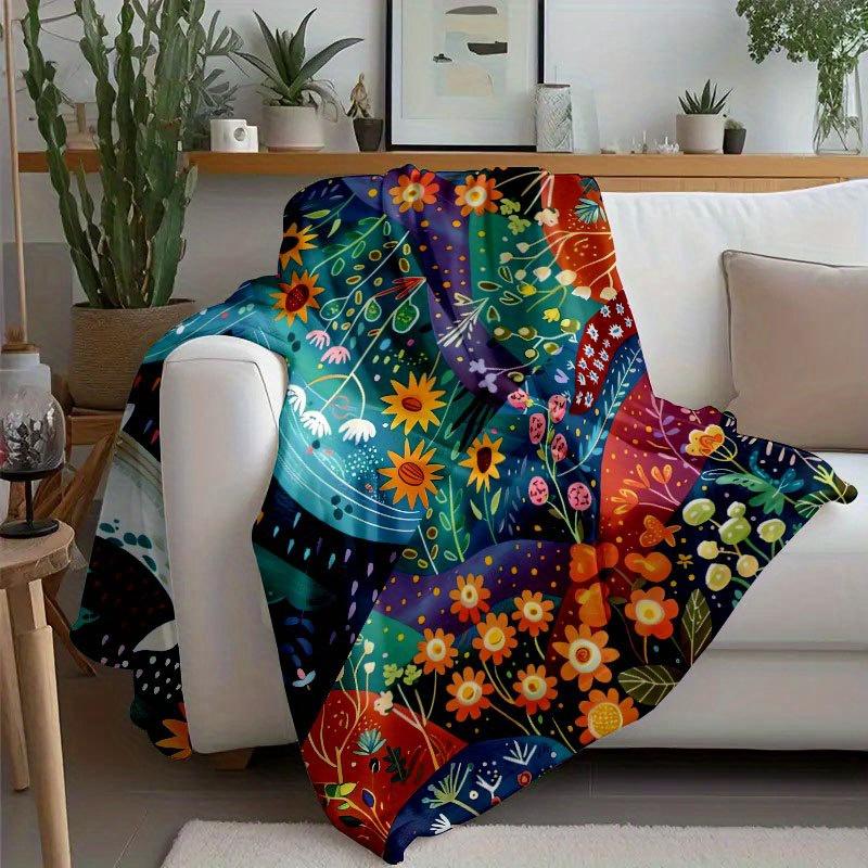 Whales and Sunset Patterns Flannel Printed Blanket Suitable for All Seasons Suitable for Living Room Office Sofa and Travel