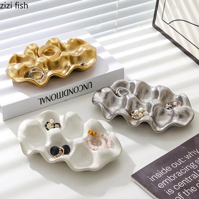 Creative Multigrid Ceramic Decorative Tray Egg Storage Tray Desktop Ring Necklace Earrings Storage Display Tray Home Supplies