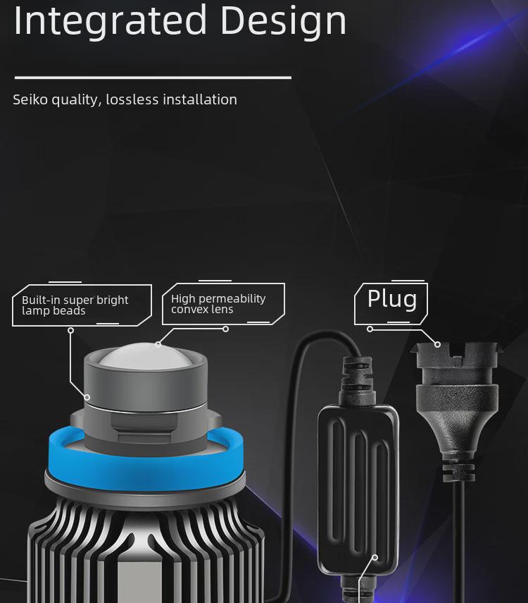 Dual-Color Automotive LED Fog Lights with Lens, H7/9005/9006/H11, Easy Installation