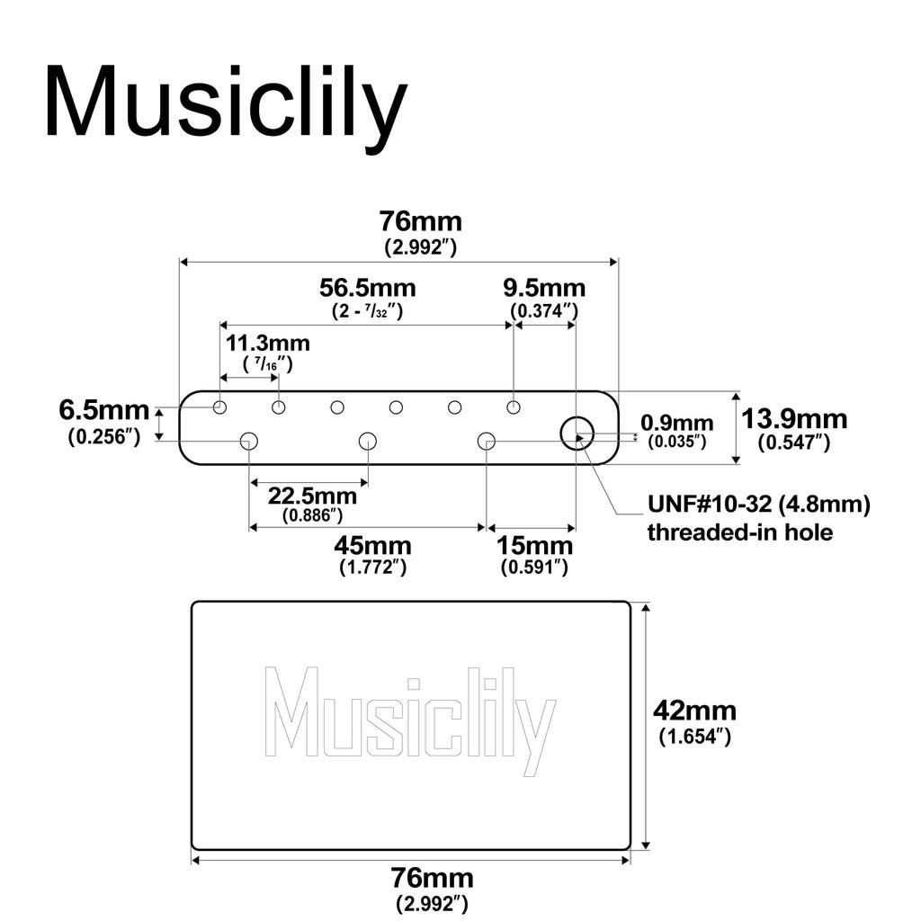 Musiclily Ultra Messing 42mm Tremoloblock mit Saite für Fender Vintage Stratocaster Classic Series E-Gitarren 11,3mm Saitenabstand, USA/Mexiko,
