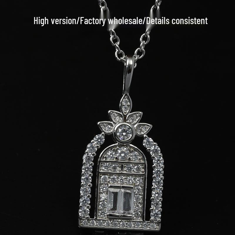 H.W Gate of Happiness White Gold Birdcage Diamond Clavicle Necklace for Women