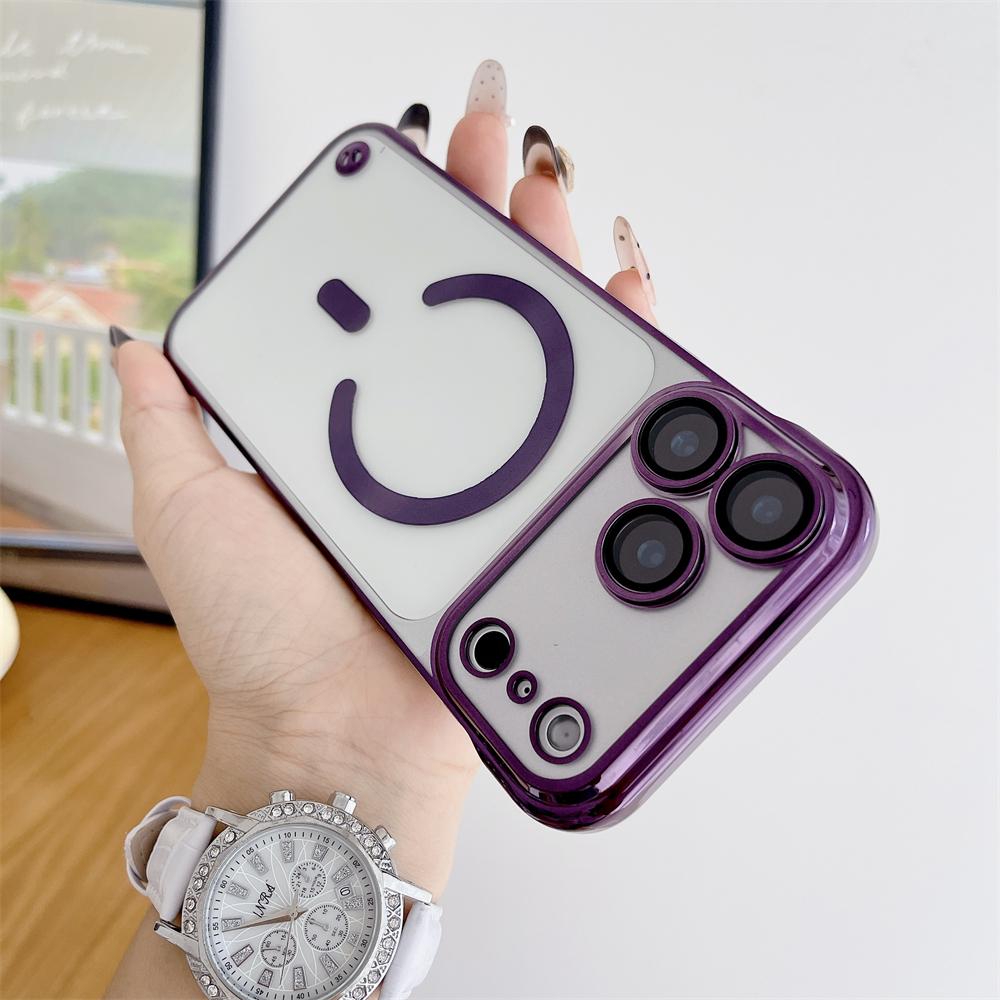 Plating Clear Half Pack Case For Magsafe For iPhone 17 14 13 15 16 Pro Max Plus Air Glass Lens Ultra Thin Frameless Cover