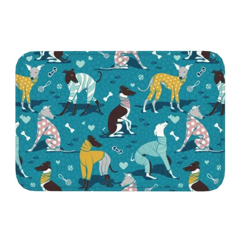 Personalized Vintage Whippet Greyhound Dog Doormat Mat Anti-Slip Hound Bath Kitchen Balcony Rug Carpet 40*60cm