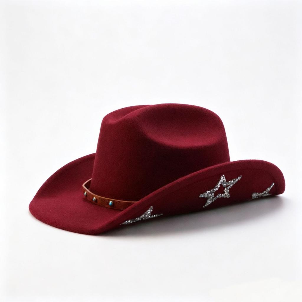 Western Cowboy Hat Diamond Pentagram Men's and Women's Party Top Hat Hot Sale Jazz Hat Gentleman's Hat