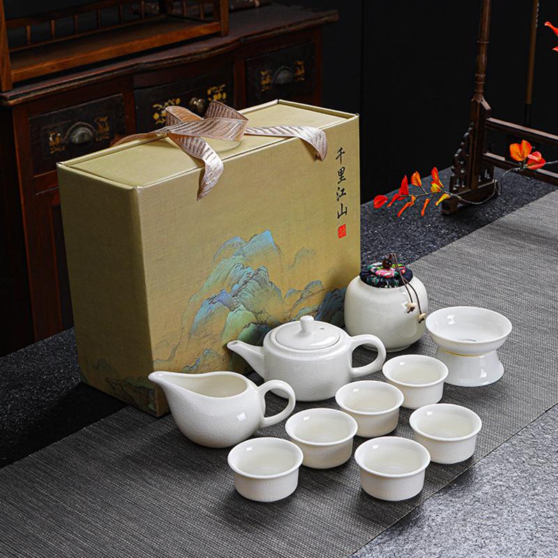 Thousand Miles of Jiangshan Geyao Kung Fu Tea Set, One Pot and Six Cups of Opening Film, Business Meeting Mid-Autumn Festival Souvenir