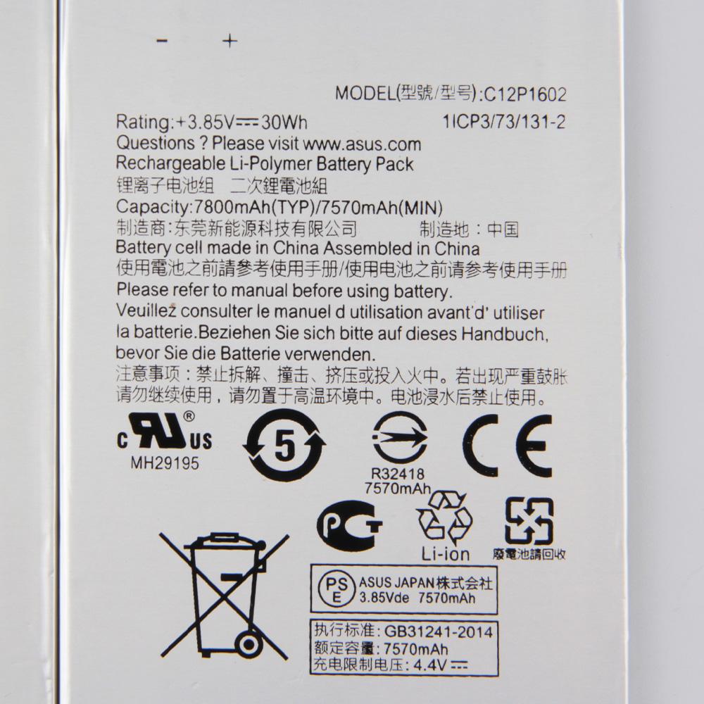 Replacement Tablet Battery C12P1602 For ASUS ZenPad Z10 ZT500KL 7800mAh With Free Tools