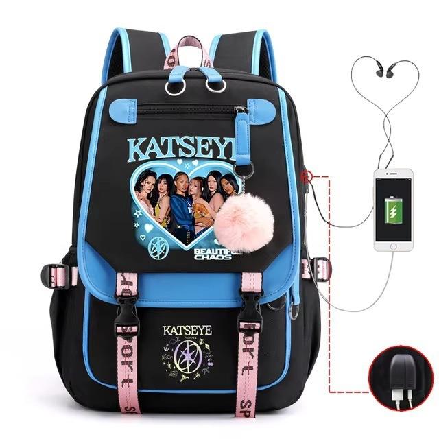 2026 New Katseye Kpop Print Backpack Teen Students Casual Daypack Lightweight Large-Capacity Travel Bookbag