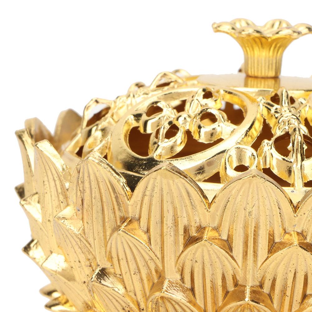 Alloy Craving Censer Incense Burning Flower Base Buddhist Supplies Home Decoration(Golden)