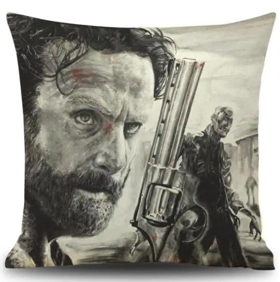 Cushion Cover Linen Walking Dead Printed Throw Pillows Cover Car Sofa Decorative Pillowcase Decorativos Cojines Coussin 45x45cm