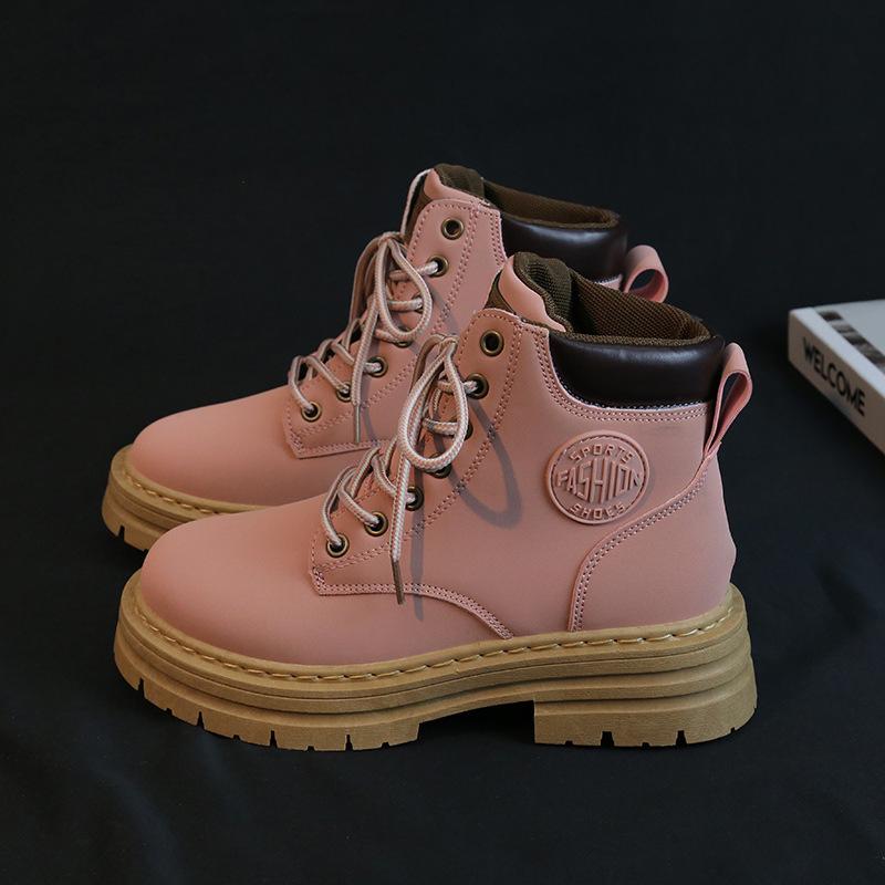 

Women s Retro Yellow PU Leather Ankle Boots - Thick-Soled Martin Style, 2024 Autumn/Winter Collection 37 Women s