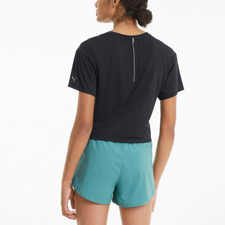 Puma Run Cooladapt Reflective Print Running Training Short Sleeve T-Shirt Women Tops Black 520194-01