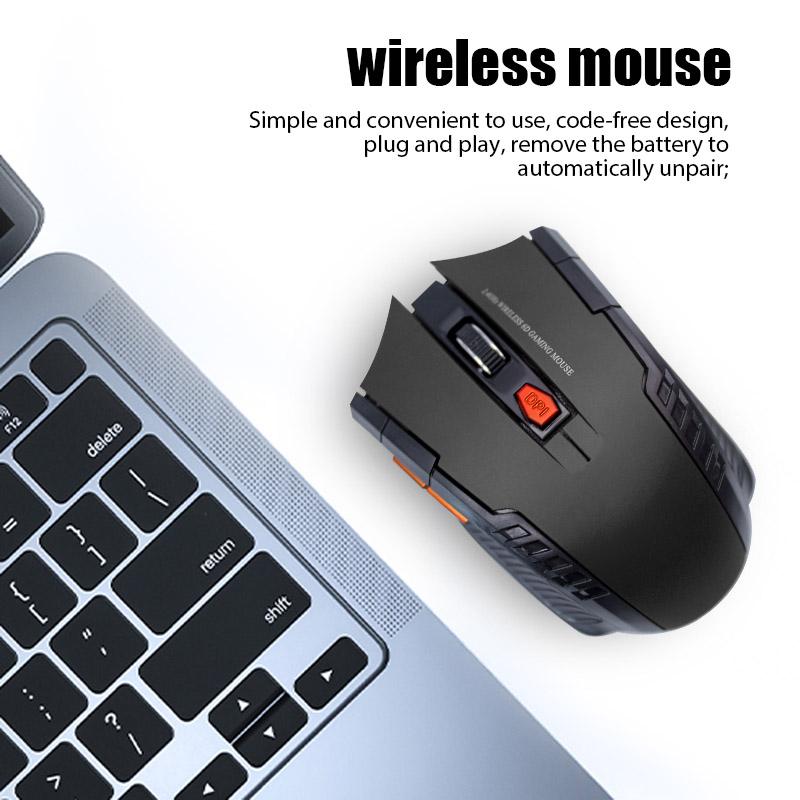 New 2.4G Wireless Mouse 1600DPI Optical Mouse Computer Gaming Mouse 6 Buttons Computer Accessories with USB Receiver