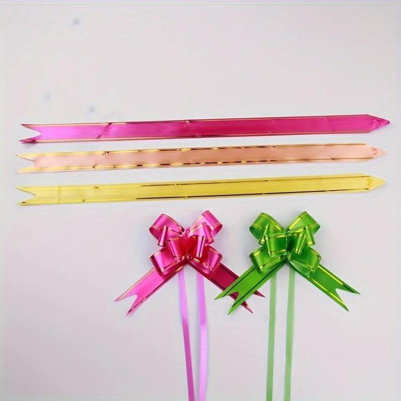100 Party, Wedding, Christmas Tree Hanging Decorations, Ribbons, Bows, Holiday Gift Packaging, Gold Edged Hand Pulled Flowers