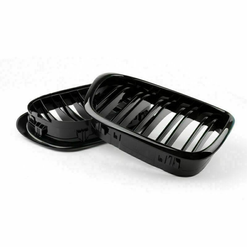Front Hochglanz Schwarz Niere Motorhaube Gitter Grill Passend für BMW 5er E39 2001-2004