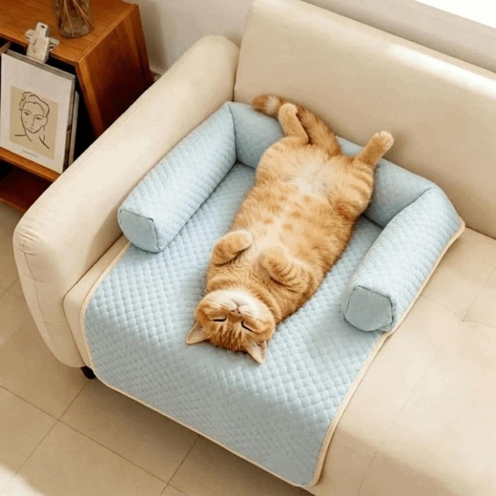 Non-Slip Pet Sleeping Pad Detachable Dog Sofa Cushion Dog Sofa Bed Cat Cold Bed Mat  Pet Kennel синий