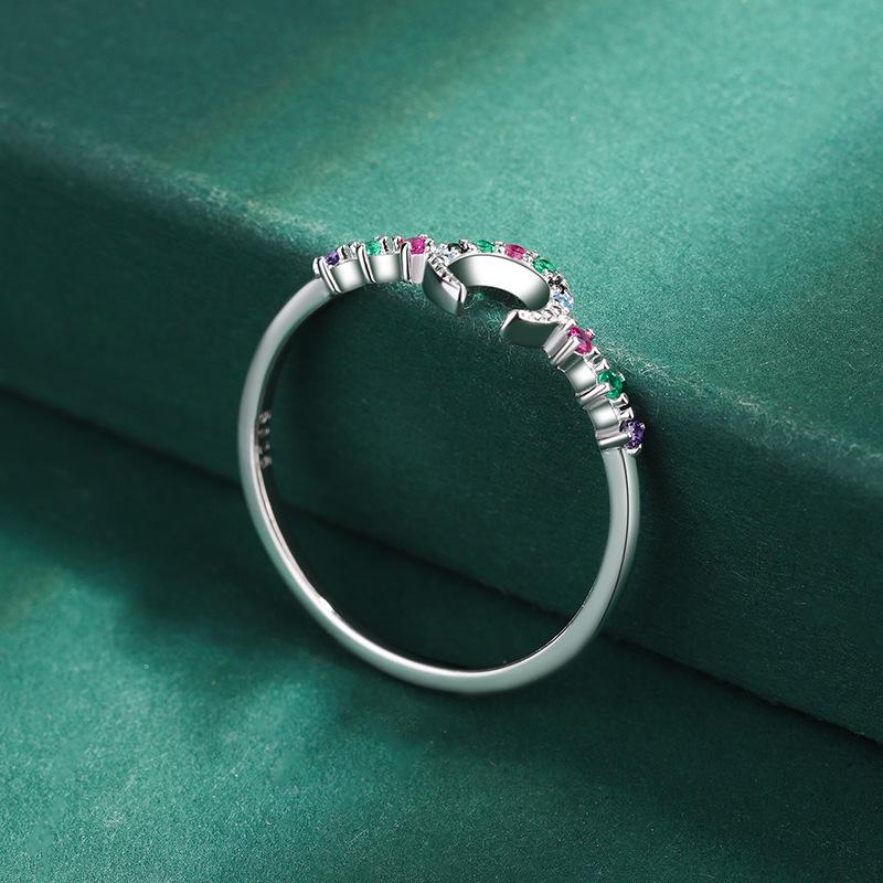 Trendy S925 Sterling Silver Multicolor Hollow Ring for Women – Versatile Niche Design, Perfect for Best Friends