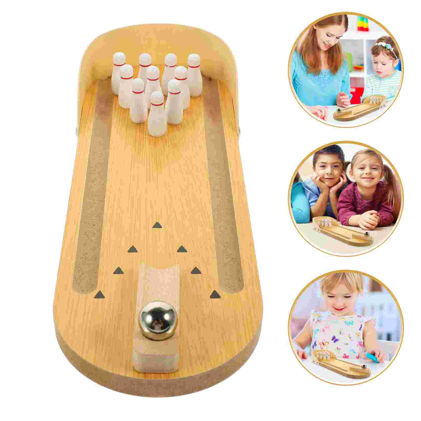 

1 set Mini Bowling Game Wooden Educational Toys Desktop Family Interactive Play Elderly Alzheimer’S Prevention Activity Set світло-коричневого кольору